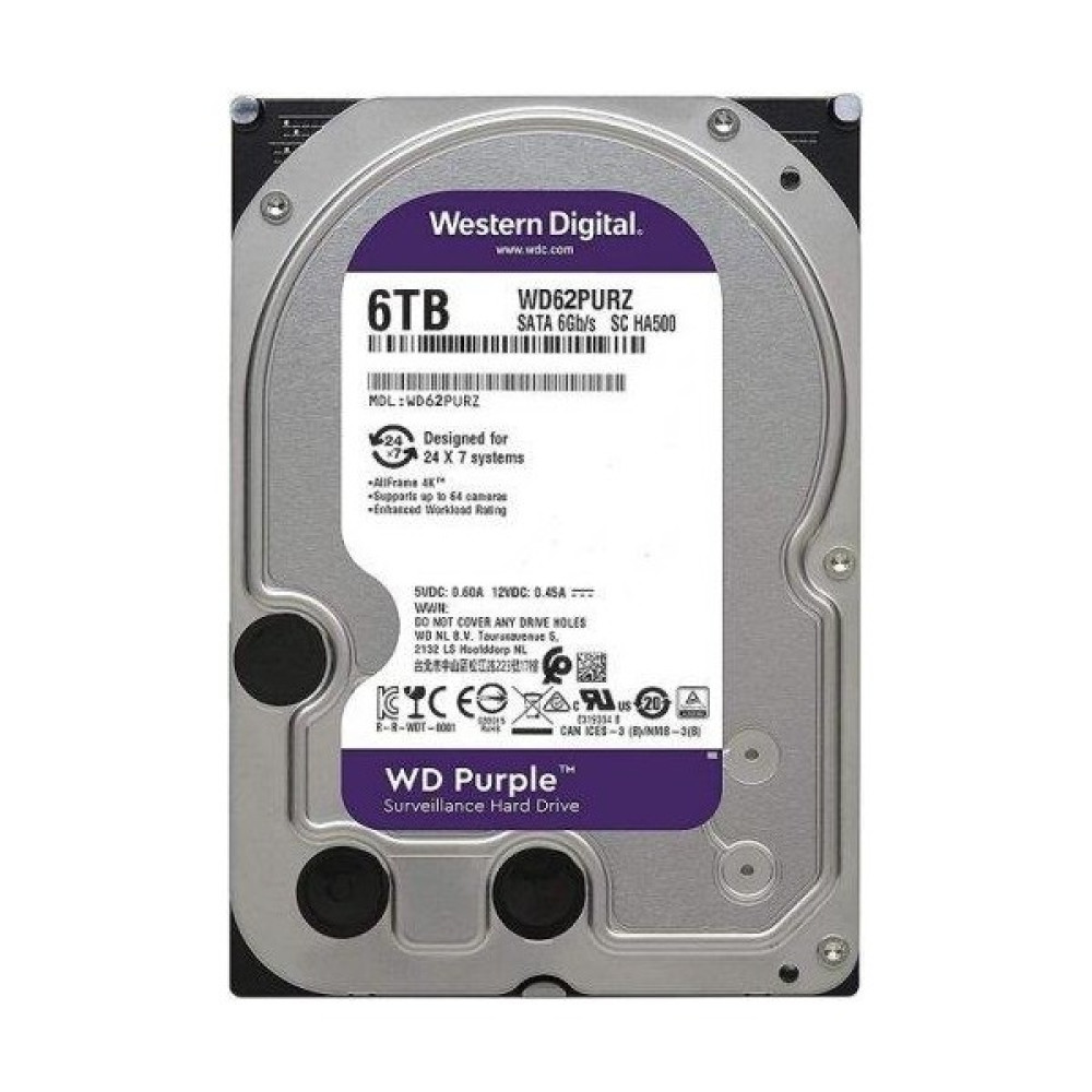WD WD62PURZ Purple 6TB 5400RPM 64MB Sata3 180TB/Y 7/24 Güvenlik Harddiski Sabit Diskler Fiyatı