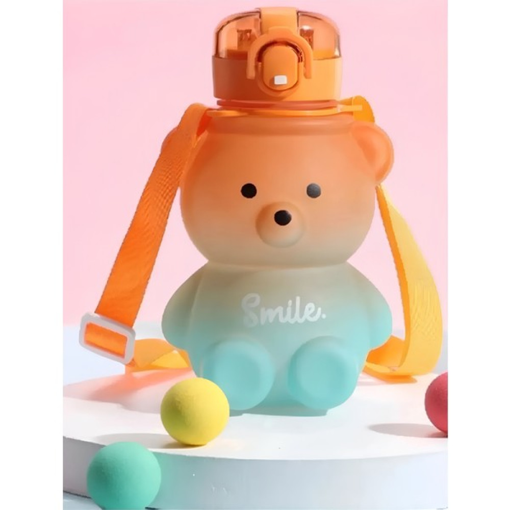 We Safe Ayıcık Su Matarası Su Şişesi Suluk Pipetli Suluk Çocuk Okul Su Şişesi Smile Model - Turuncu Suluk Fiyatı