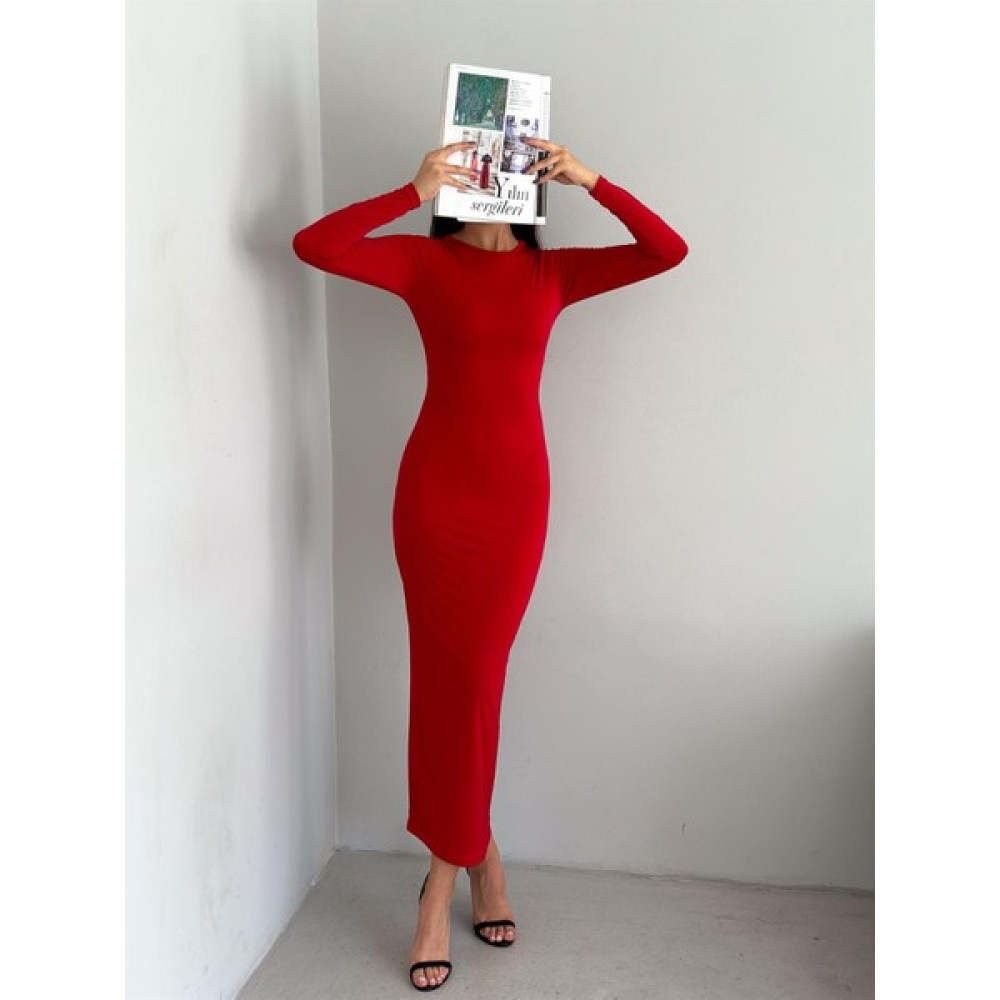 Wear And Wear Kadın Vücuda Oturan Esnek Uzun Kollu Maxi Uzun Kylie Elbise Günlük Basic Uzun Elbise 6335 Elbise Fiyatı