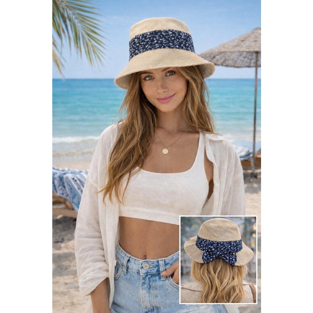 Wearflawless Kadın Keten Bucket Fiyonklu Yazlık Plaj Şapkası, Ayarlanabilir Geniş Kenarlı Tatil Şapkası Kadın Şapkası Fiyatı
