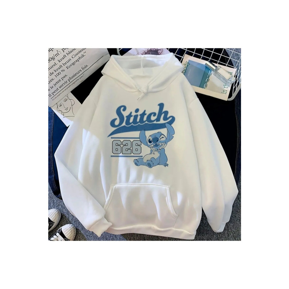 WEARTEX Unisex Beyaz Stitch Baskılı Kapüşonlu Oversize Sweatshirt Hoodie L Beden Bayan Sweatshirt Fiyatı