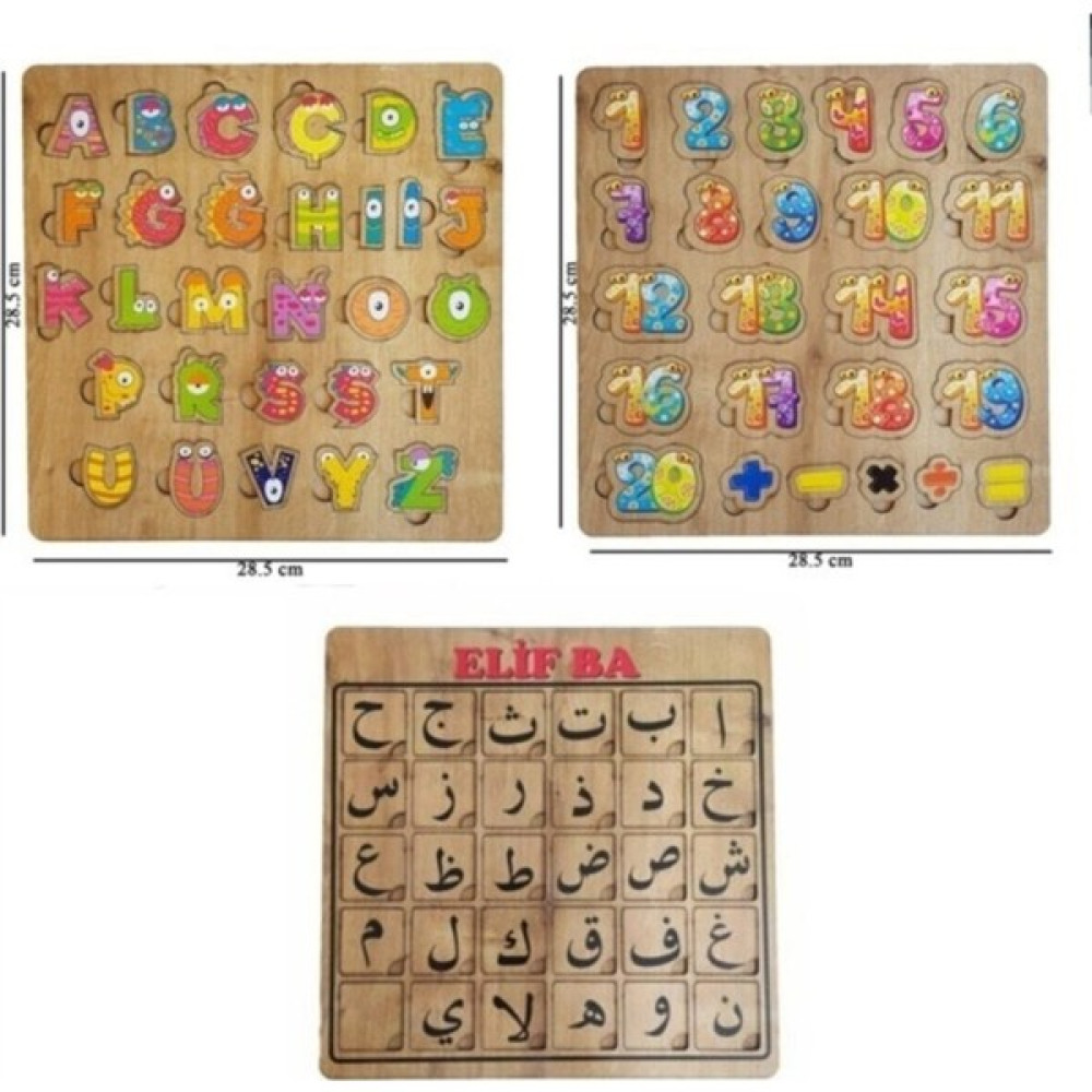 Webcenter Ahşap Sayılar + Harfler + Elif Ba Eğitici Ahşap Puzzle Bul Tak Bebek Oyuncakları Fiyatı