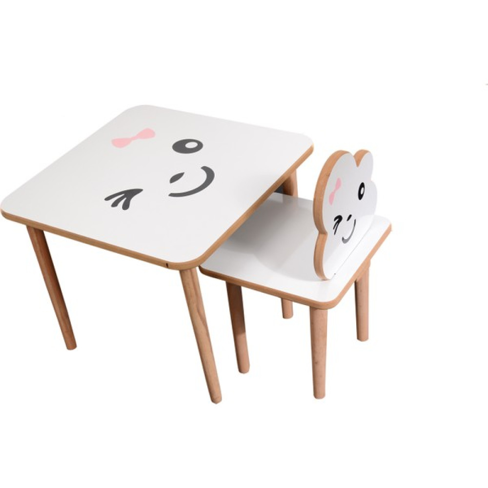 Webkapinda Ahşap Çocuk Masa Sandalye Takımı 1 Sandalye 1 Masa Kız Stickerlı - Pembe Masa - Sandalye & Tabure Fiyatı