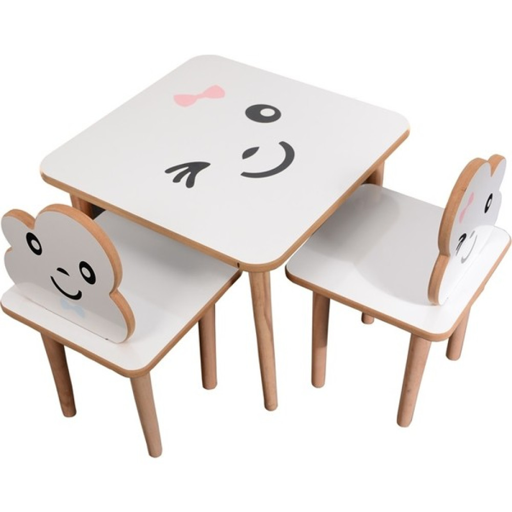 Webkapinda Ahşap Çocuk Masa Sandalye Takımı 2 Sandalye 1 Masa Kız Stickerlı - Pembe Masa - Sandalye & Tabure Fiyatı