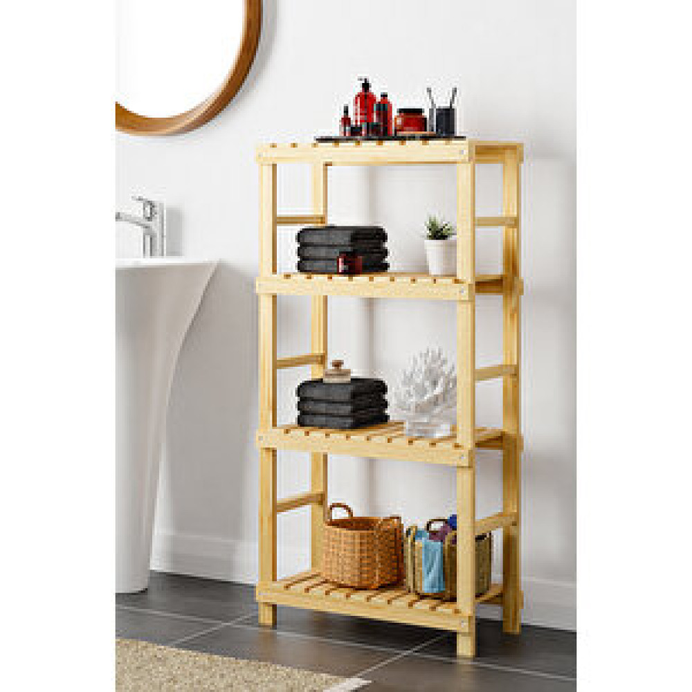 Webotto 8 Ahşap 4 Katlı Banyo Düzenleyici Masif Banyo Dolabı Naturel Raf Mob116 Gardrop & Dolap Fiyatı