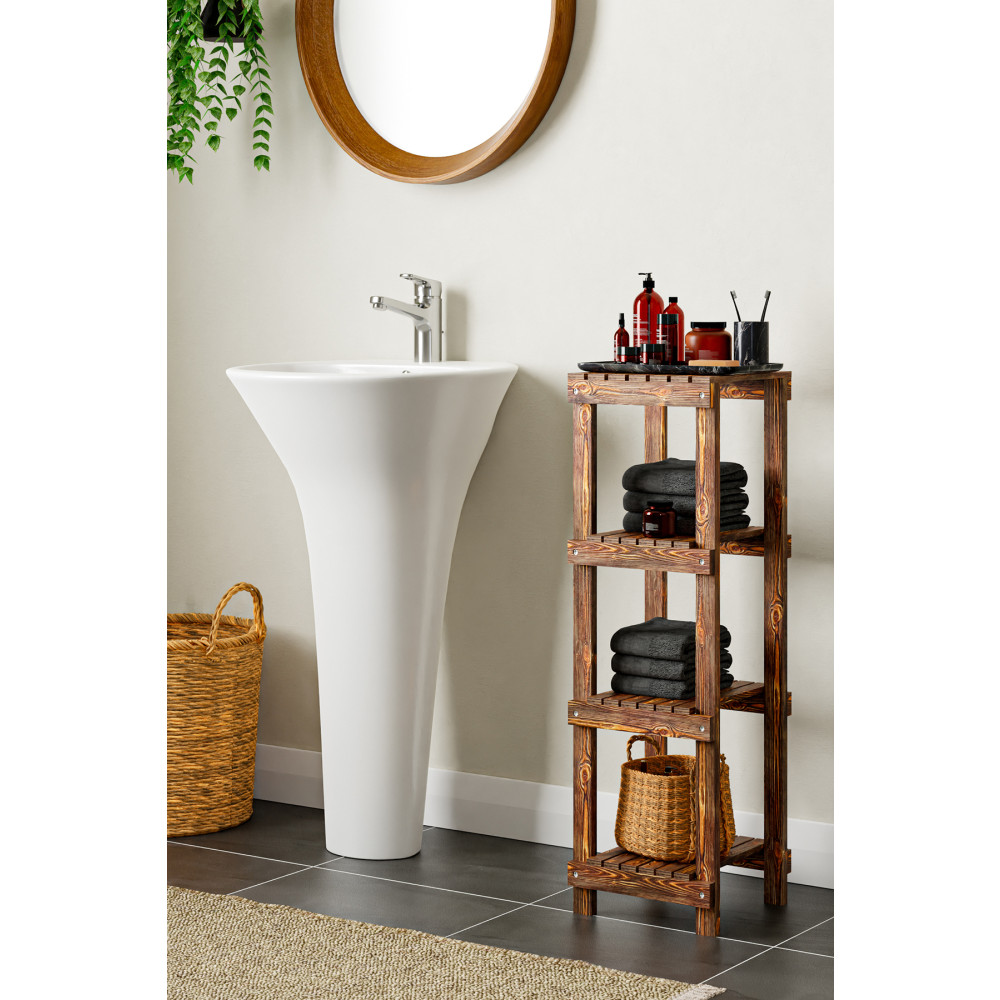 webotto 8 Ahşap 4 Katlı Banyo Rafı Havluluk Banyo Düzenleyici Banyo Dolabı / Mobilyası Fiyatı