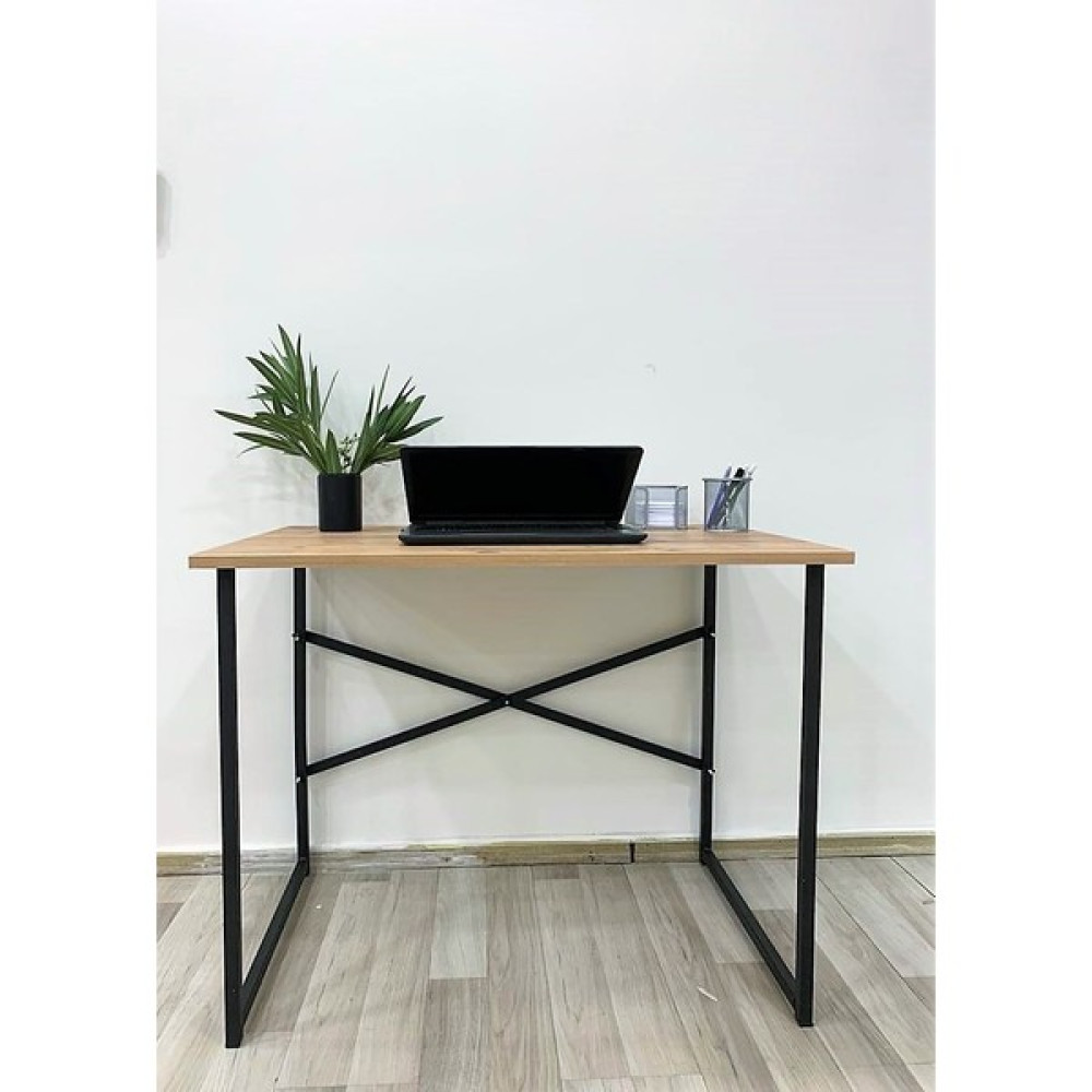 Webreyon35 Metal Çalışma Masası Ofis Bilgisayar Laptop Masası - Y: 71 cm D: 71 cm G: 90 cm - Meşe Çalışma Masası Fiyatı