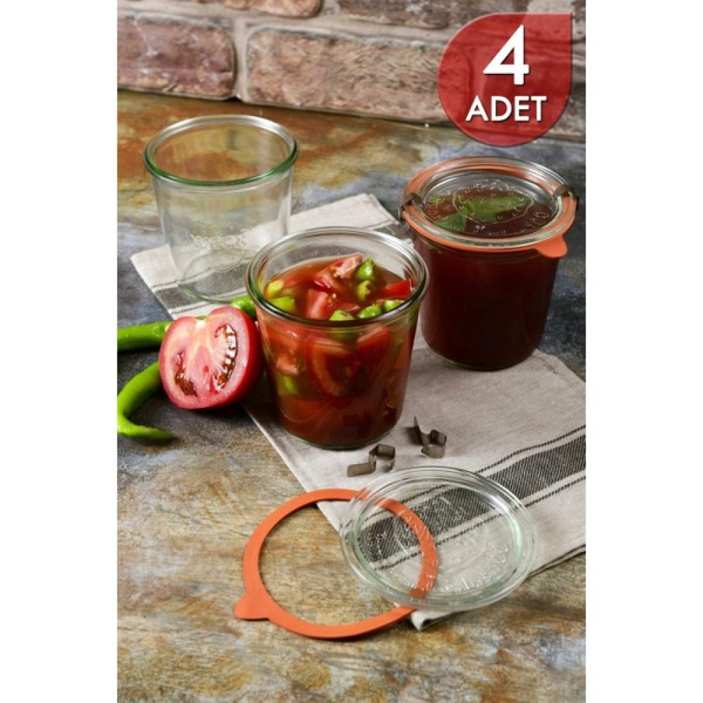 Weck 580 ml Cam Saklama Kavanoz Seti (4 Adet) - Antik Nikel - 10 x 18 cm - 10 Adet Saklama Kapları Fiyatı