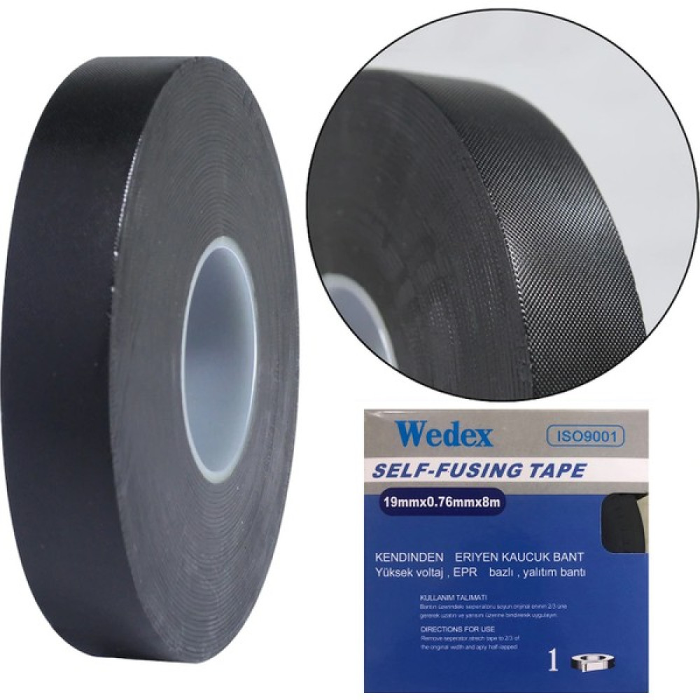 Wedex Kendinden Eriyen Bant Yalıtım Bandı 19MM 0,76MM 8 mt - Siyah Nalburiye & Hırdavat Fiyatı