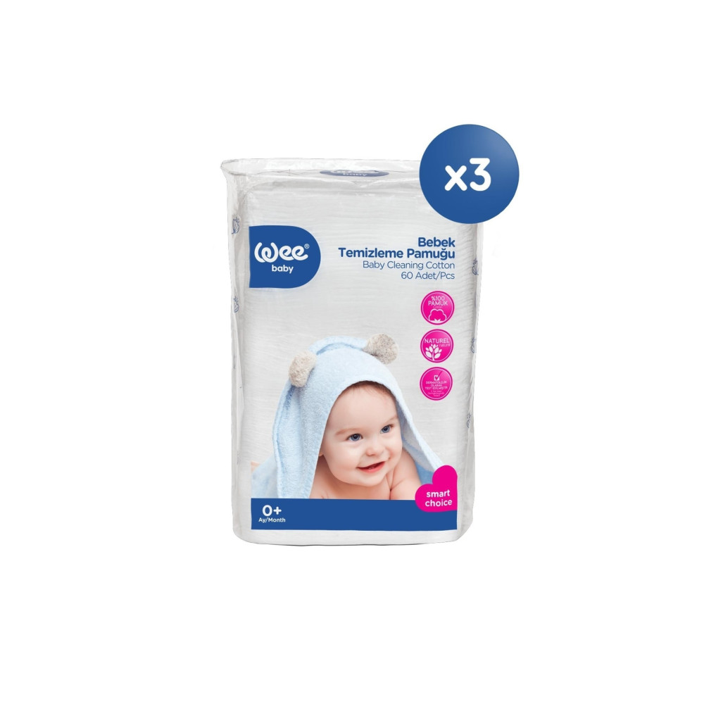 Wee Baby Bebek Temizleme Pamuğu Seti (60x3 180 Adet) Bebek Bakım Fiyatı