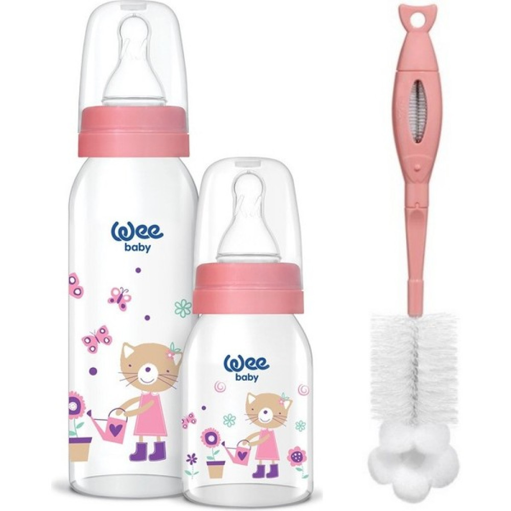 Wee Baby Desenli Cam Biberon Seti Temizleme Fırçası - 250 ml - Pembe Biberon Fiyatı