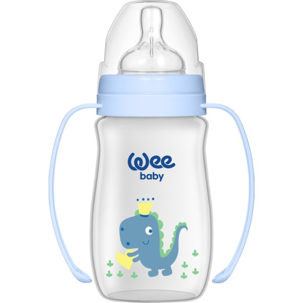 Wee Baby Klasik Plus Geniş Ağızlı Kulplu Pp Biberon 250 Ml - Mavi Dinozor Biberon Fiyatı