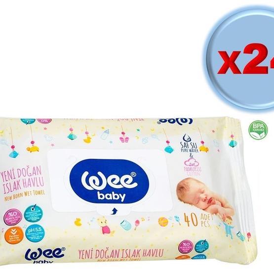 Wee Baby Yeni Doğan Pamuklu 24'lü Toplam 960 Yaprak Islak Mendil Seti
