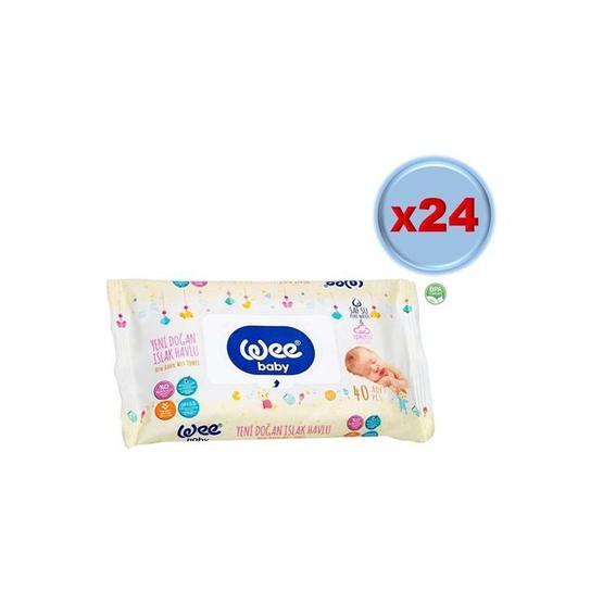 Wee Baby Yeni Doğan Pamuklu 24'lü Toplam 960 Yaprak Islak Mendil Seti