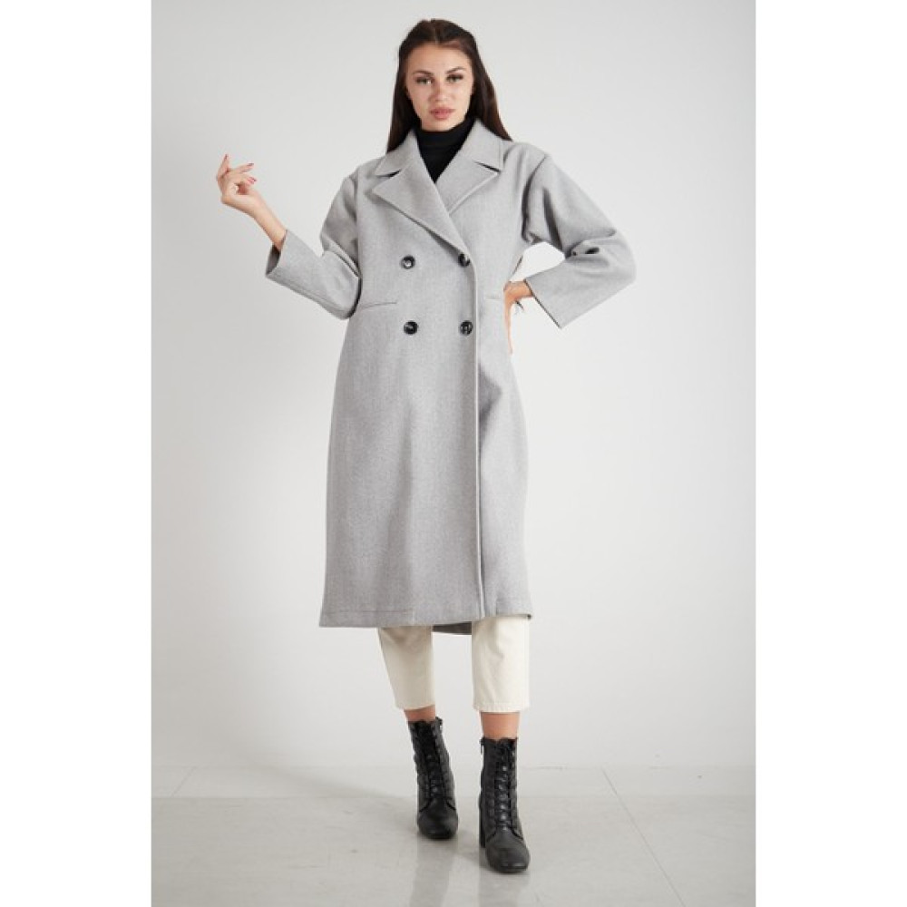 Week Weekjack Kadın Leopar Astarlı Önden Düğmeli Oversize Örme Kaşe Kaban Kadın Kaban Fiyatı
