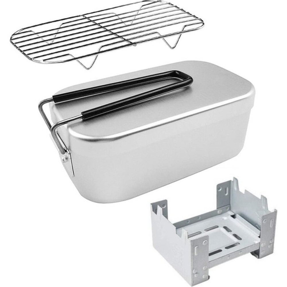 Weichuang 1000 ml Öğle Yemeği Kutusu Mini Katlanır Soba Buğulama Raf Combo Set Kamp Sofra Piknik Kamp Yürüyüş Balıkçılık Dağcılık Için | Açık Hava ... Mangal & Barbekü Malzemeleri Fiyatı