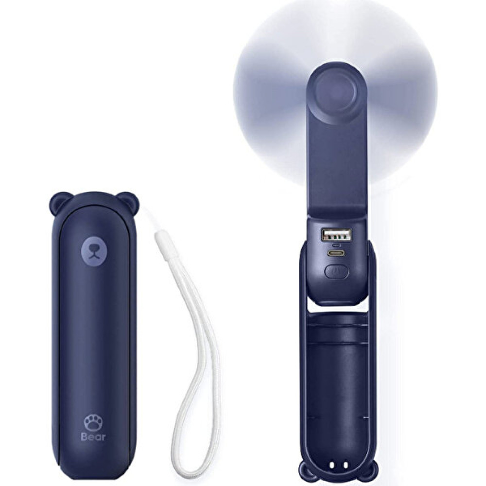 Weichuang El Tipi Mini Fan, 3'ü 1 Arada El Fanı, Pille Çalışan Fan [14-21 Çalışma Saatleri], Güç Bankası, El Feneri Özelliği(Mavi) (Yurt Dışından) Vantilatörler Fiyatı