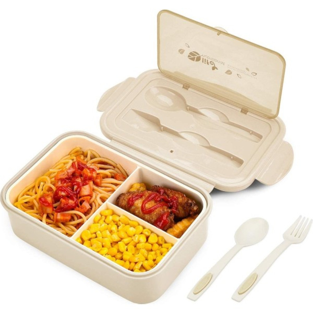 Weichuang Fıy Sefer Tası Öğle Yemeği Kutusu Sızdırmaz Bento Kutu Seti Bölmeli ve Çatal Bıçaklı Yemek Kabı 1400 Ml. (Yurt Dışından) - Haki Saklama Kapları Fiyatı