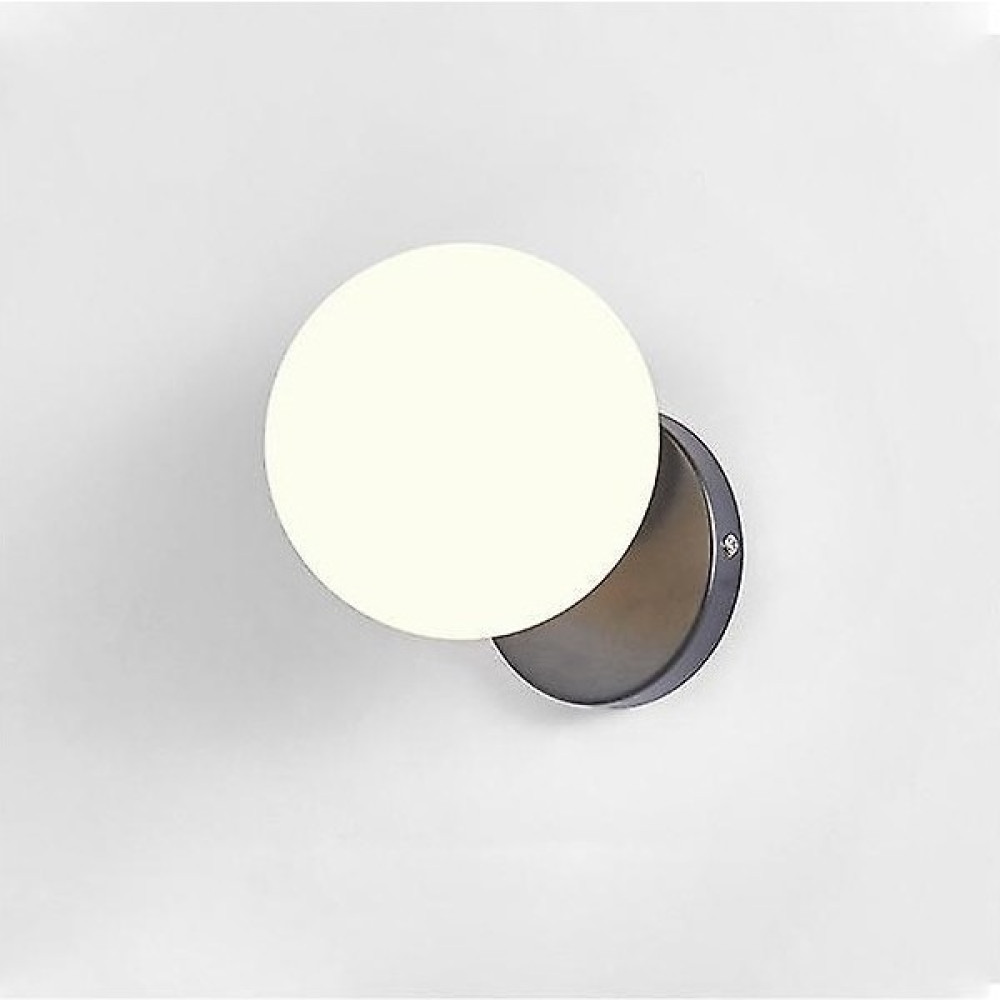 Weichuang Iskandinav LED Duvar Ay Lambası Demir Modern Dekoratif Merdiven LED Işık Ev Başucu Yuvarlak Cam Duvar Işıkları Ahşap Aplike Murale E27 (A... Aplikler Fiyatı