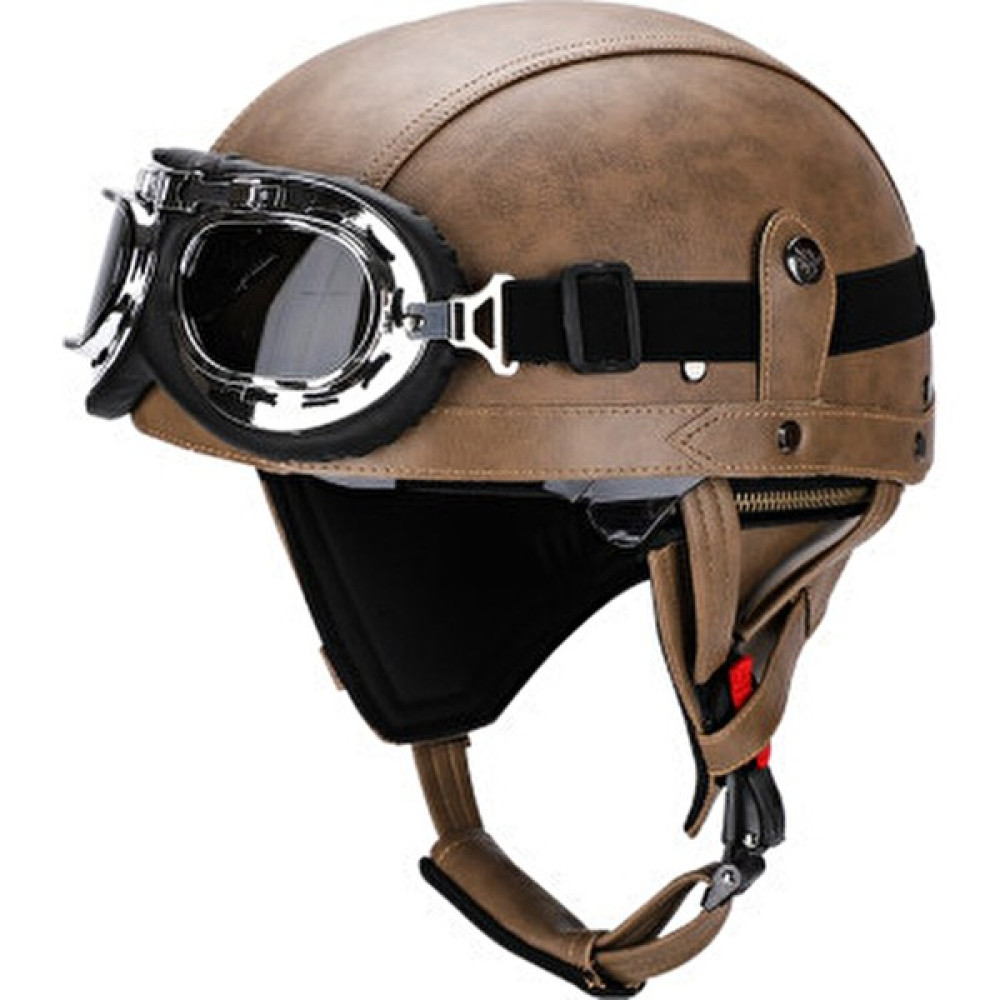 Weichuang Marco Lens Yarım Kask Cruise Motosiklet Emniyet Kaskı Harley Kask ile Retro Deri Elektrikli Motosiklet Kaskı Kişilik (Yurt Dışından) - 3XS Motorsiklet Kaskları Fiyatı