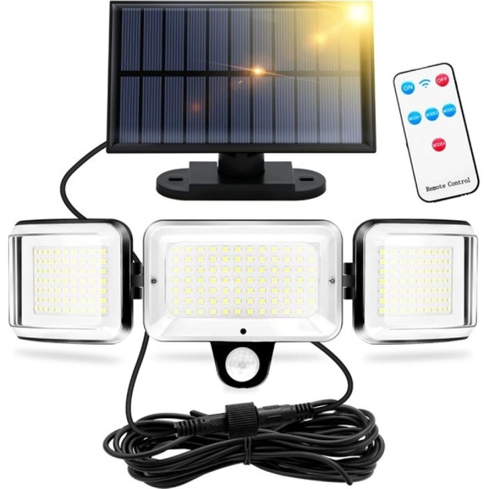 Weichuang Saiersi Split, Güneş Sensörlü Dış Mekan Duvar Lambası, Siyah, 24,3*11,11,8cm, 224LED, Beyaz Işık, Kablo Uzunluğu 5m, Uzaktan Kumandalı Kı... Aplikler Fiyatı