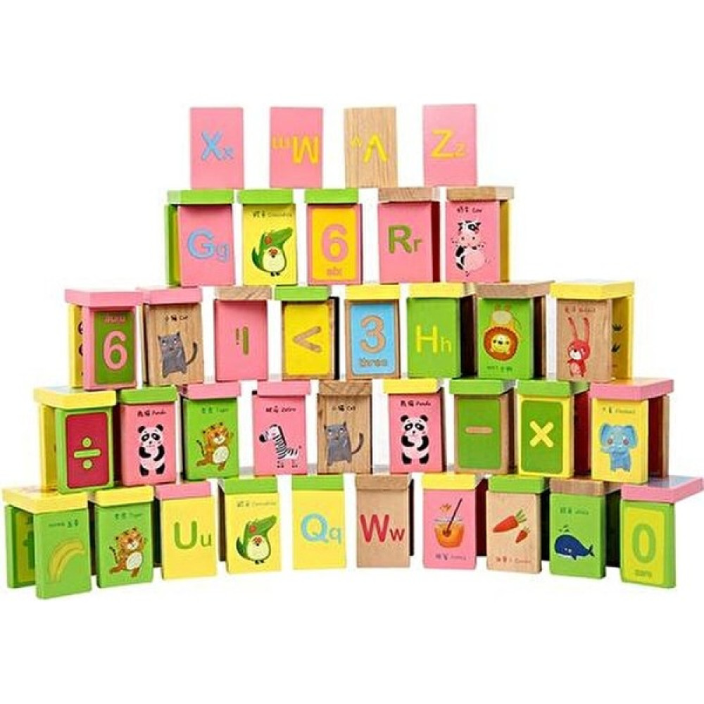 Weichuang Xinh 100 Adet / Grup Ahşap Domino Blokları Figürler Figürler Ingilizce Domino Blokları Erken Eğitim Yapboz Bilişsel Oyuncaklar | Domino (... Bebek Oyuncakları Fiyatı