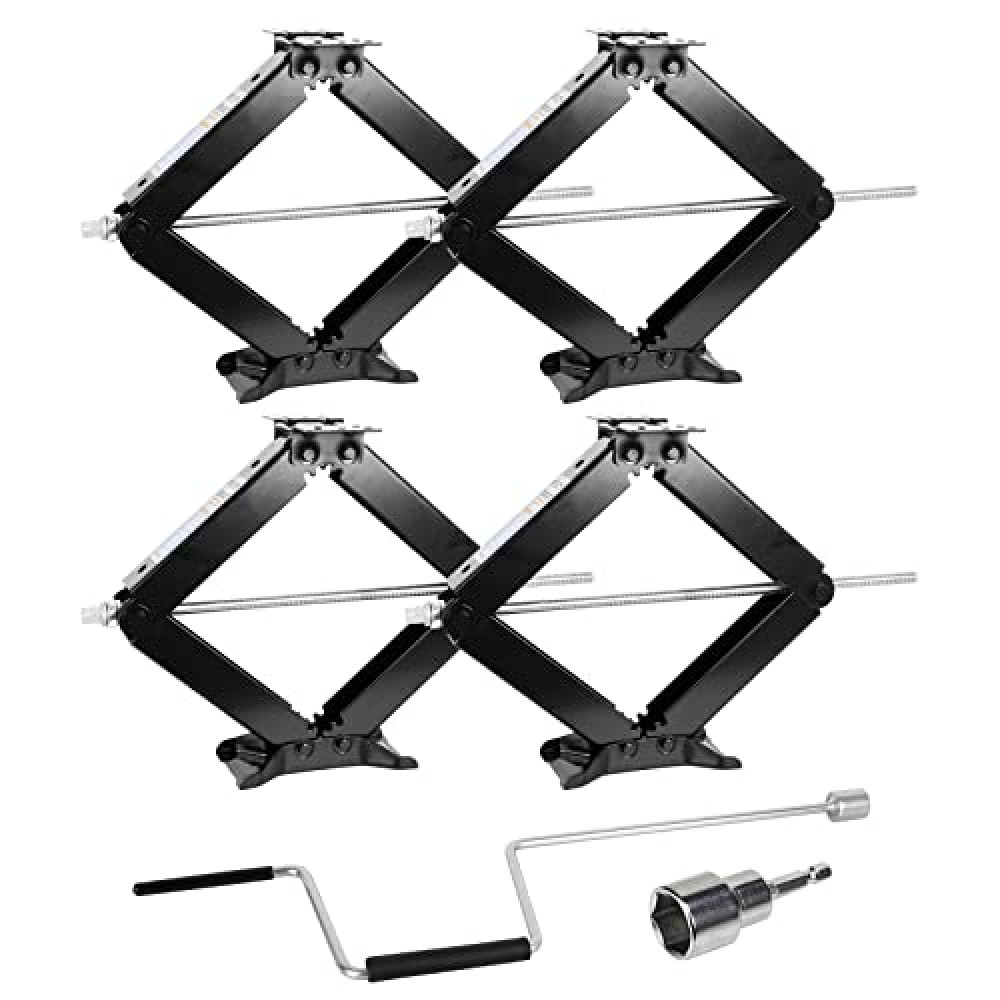 WEIZE Set of 4 RV Trailer Camper Stabilizer Leveling Scissor Jacks with Handle 24" 9000lbs Jack Fiyatı