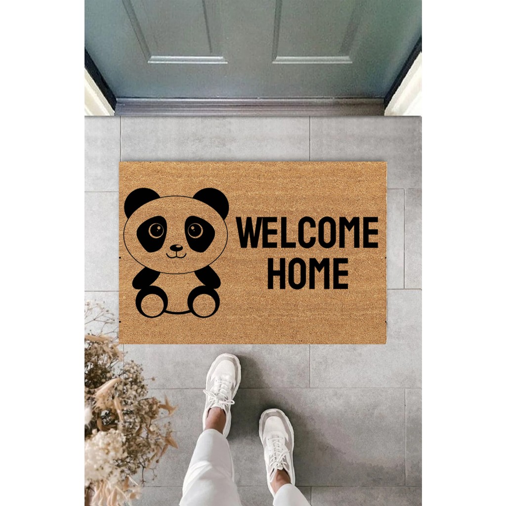 Welcome,panda Desen, Iç ve Dış Kapı Önü Paspası, Dekoratif Çeyiz Paspas, Dijital Baskı - 45 X 70 Araca Özel Paspaslar Fiyatı