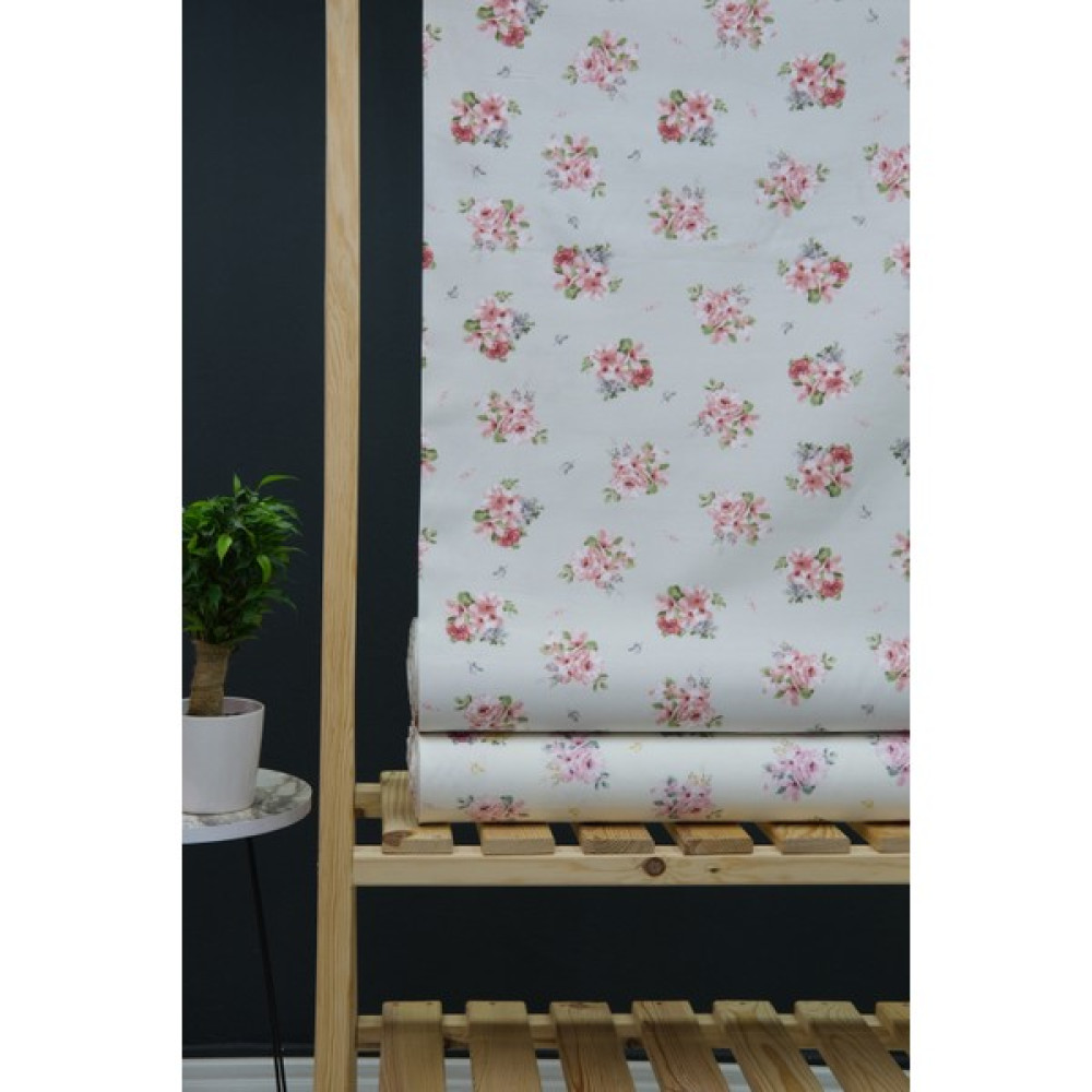 Wella Home Çiçek Desenli Panama Duck Bezi Keten Kumaş - 180 cm - 1 m - Somon Kumaşlar Fiyatı