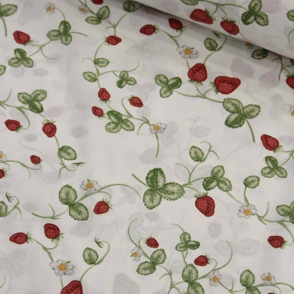 Wella Home Çilek Nevresimlik Poplin Kumaş - 240 cm - 1 m - Beyaz Kumaşlar Fiyatı