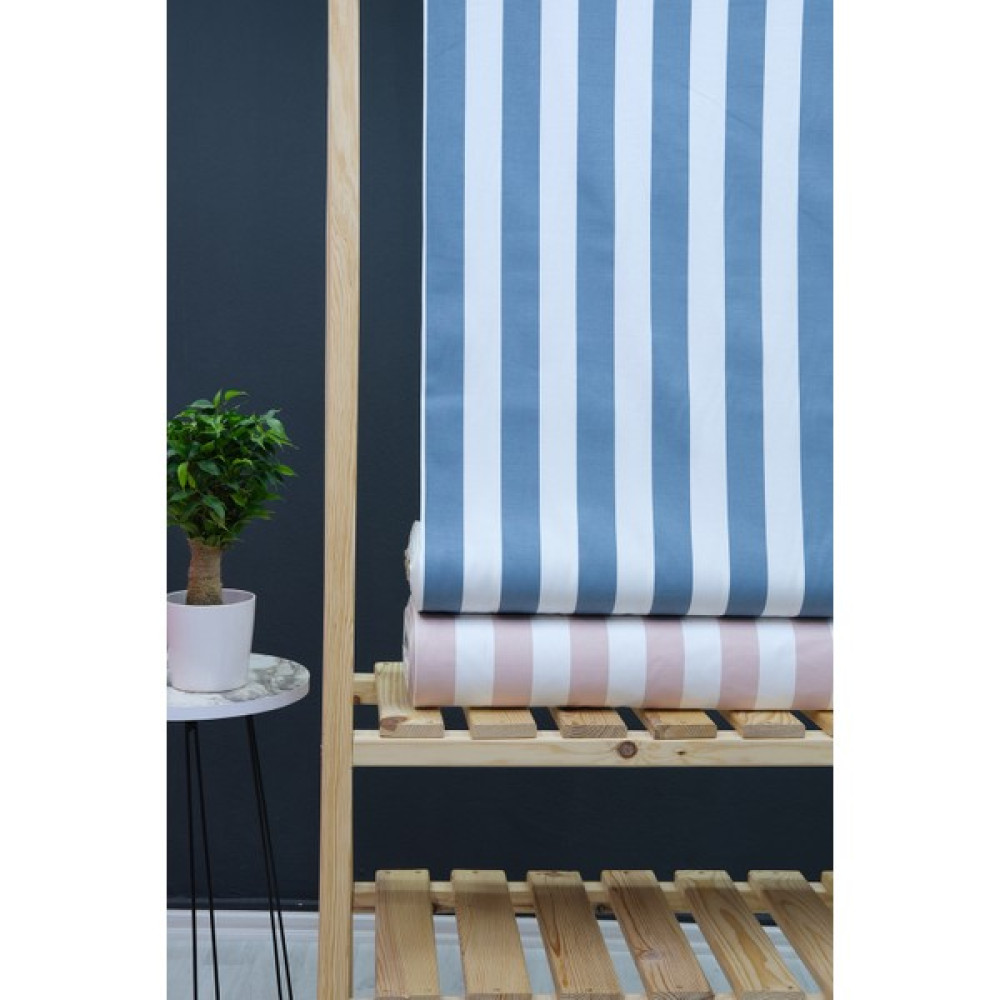 Wella Home Gri ve Beyaz Çizgili Panama Duck Bezi Keten Kumaş - 180 cm - 1 m - Mavi - Beyaz Kumaşlar Fiyatı