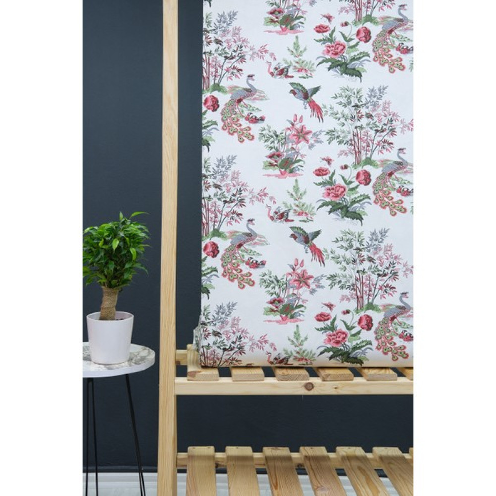 Wella Home Kuş Desenli Panama Duck Bezi Keten Kumaş - 180 cm - 1 m - Kırmızı Kumaşlar Fiyatı