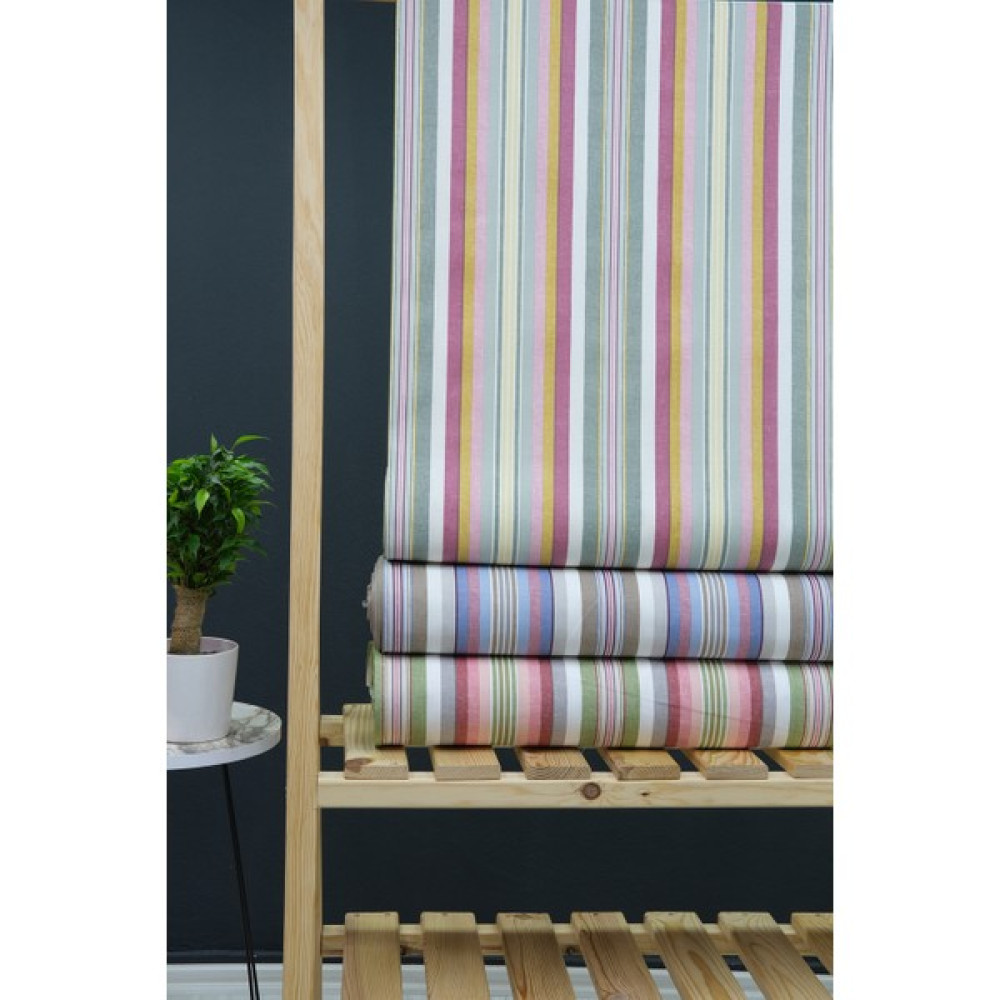 Wella Home Sarı Çizgili Desenli Panama Duck Bezi Keten Kumaş - 180 cm - 1 m Kumaşlar Fiyatı