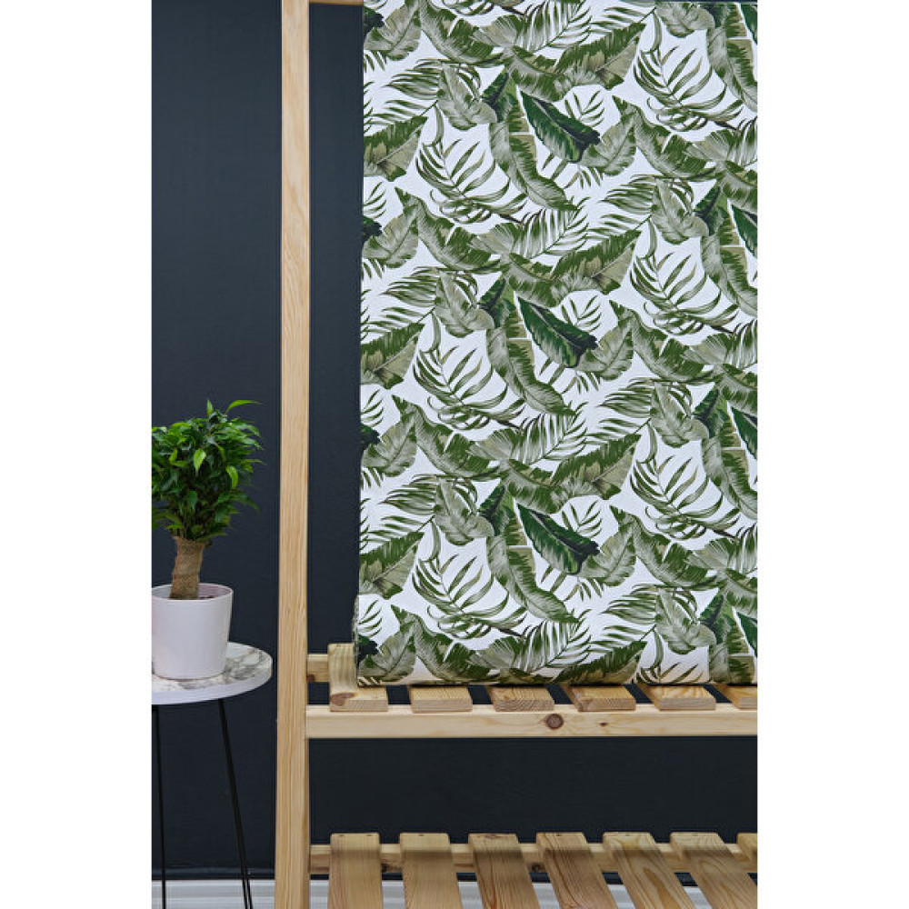 Wella Home Yaprak Desenli Panama Duck Bezi Keten Kumaş - 180 cm - 1 m - Yeşil Kumaşlar Fiyatı