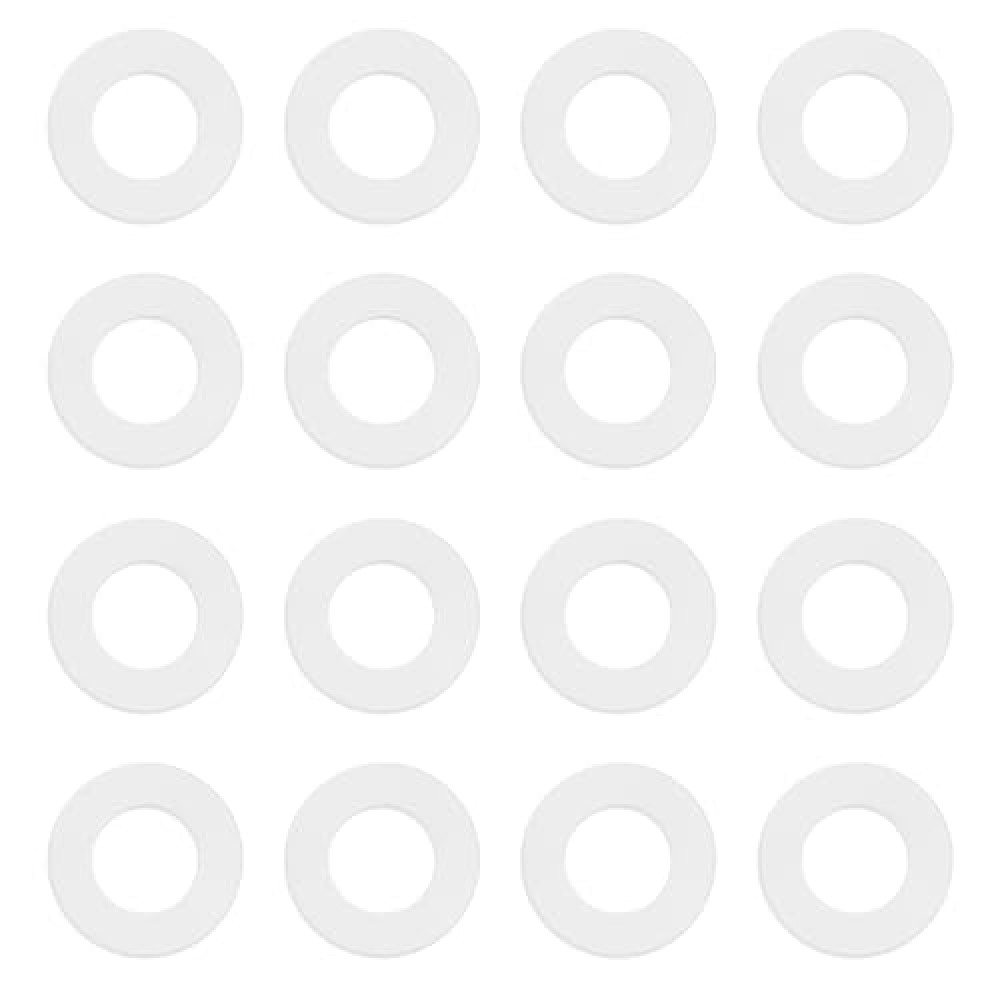 WELLBOM Nylon CO2 Regulator Washers for CGA-320 Keg Regulator Pack of 16 Replacement Washers, Homebrews (White)