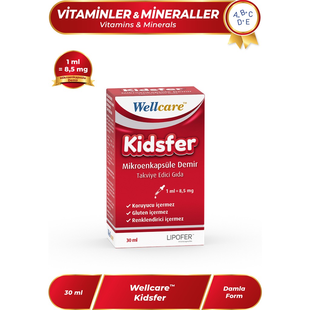 Wellcare Kidsfer Demir Damla 30 ml Mikroenkapsüle Demir Takviye Edici Gıda 4-10 Yaş Grubu İçin Diğer Fiyatı