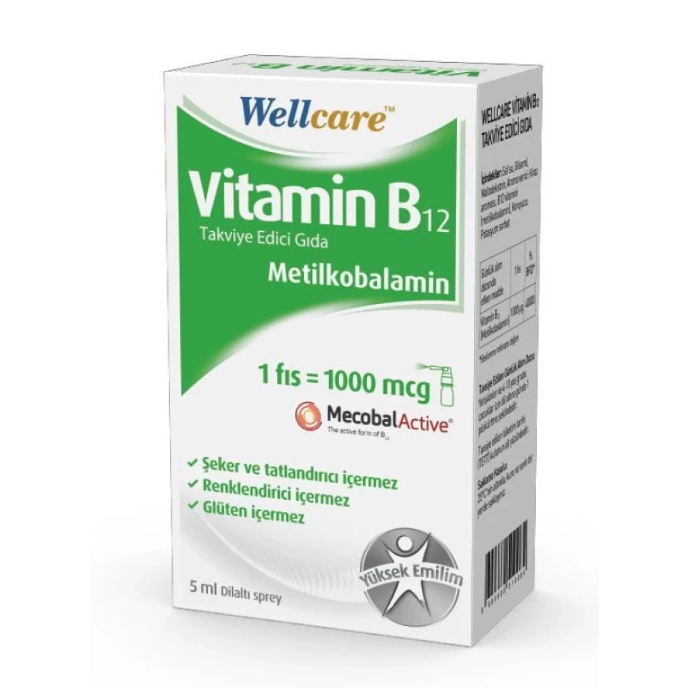 Wellcare Vitamin B12 Sprey 5 Ml Kişisel Bakım Gereçleri Fiyatı
