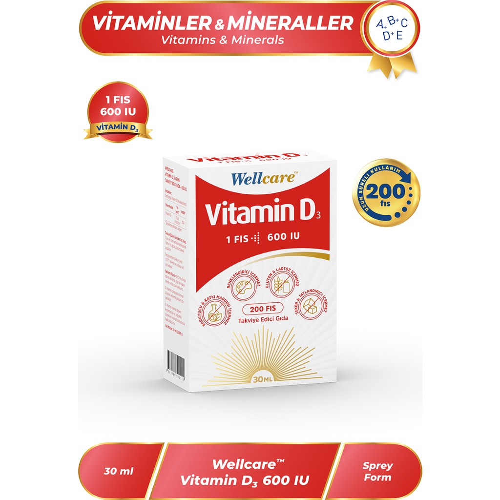 Wellcare Vitamin D3 600 IU 30 ML Sporcu Besini & Supplementler Fiyatı