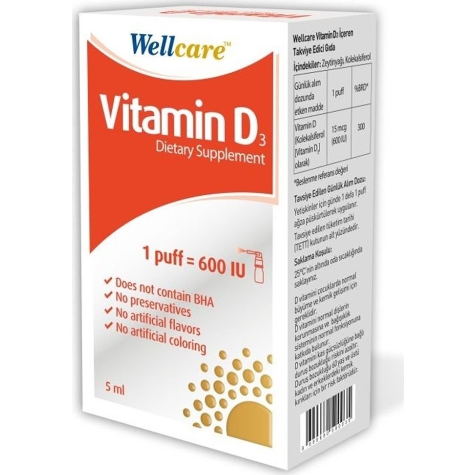 Wellcare Vitamin D3 600 Iu 5 ml x Diğer Fiyatı