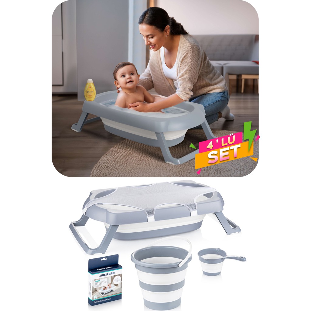 WellGro 4 Parça Katlanır Bebek Banyo Küvet Seti 50 L – Pratik, Yer Tasarruflu ve Taşınabilir Tasarım SSD / Solid State Drive Fiyatı