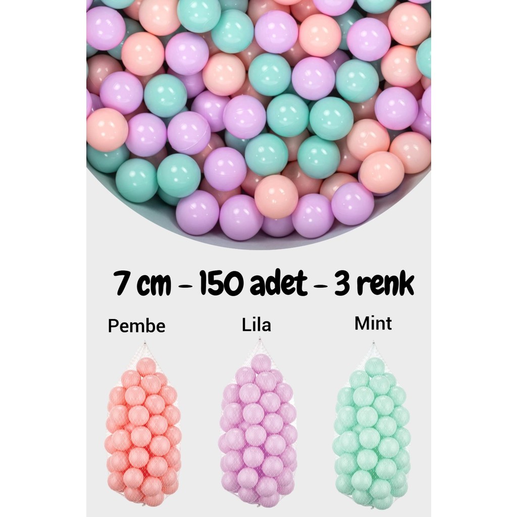 Wellgro 7 cm Top Havuzu Topu 150 Adet Mint, Pembe, Lila - Çok Renkli Diğer Fiyatı