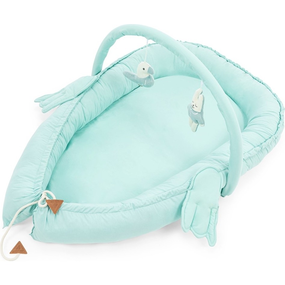 WellGro Melek Kanatlı Bebek Yatağı Babynest Pamuk Malzemeden Üretilmiş 110x70 cm Ebatlarında - Yeşil Bebek Yatağı Fiyatı