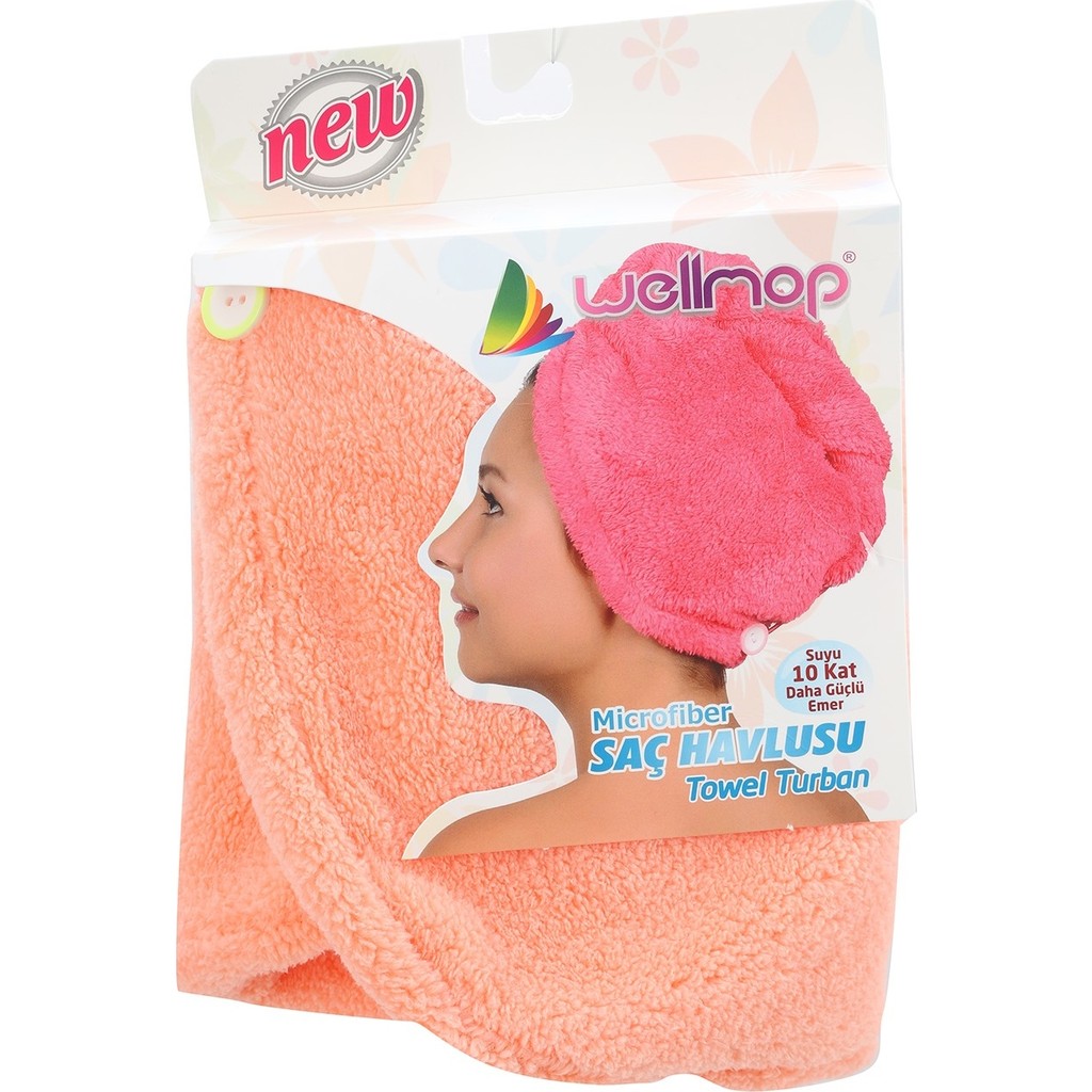 Wellmop Mikrofiber Düğmeli Saç Havlusu Yavruağzı - 28 x 17 cm El / Yüz Havlusu Fiyatı