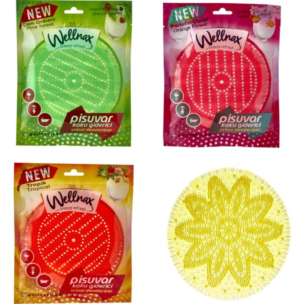 Wellnax Breeze Refresh Pisuvar Koku Giderici Süzgeci 4'lü(Tropikal,portakal Çiçeği, Çam Ormanı ve Limon Kokulu) Karışık Seri Temizlik Malzemeleri Fiyatı