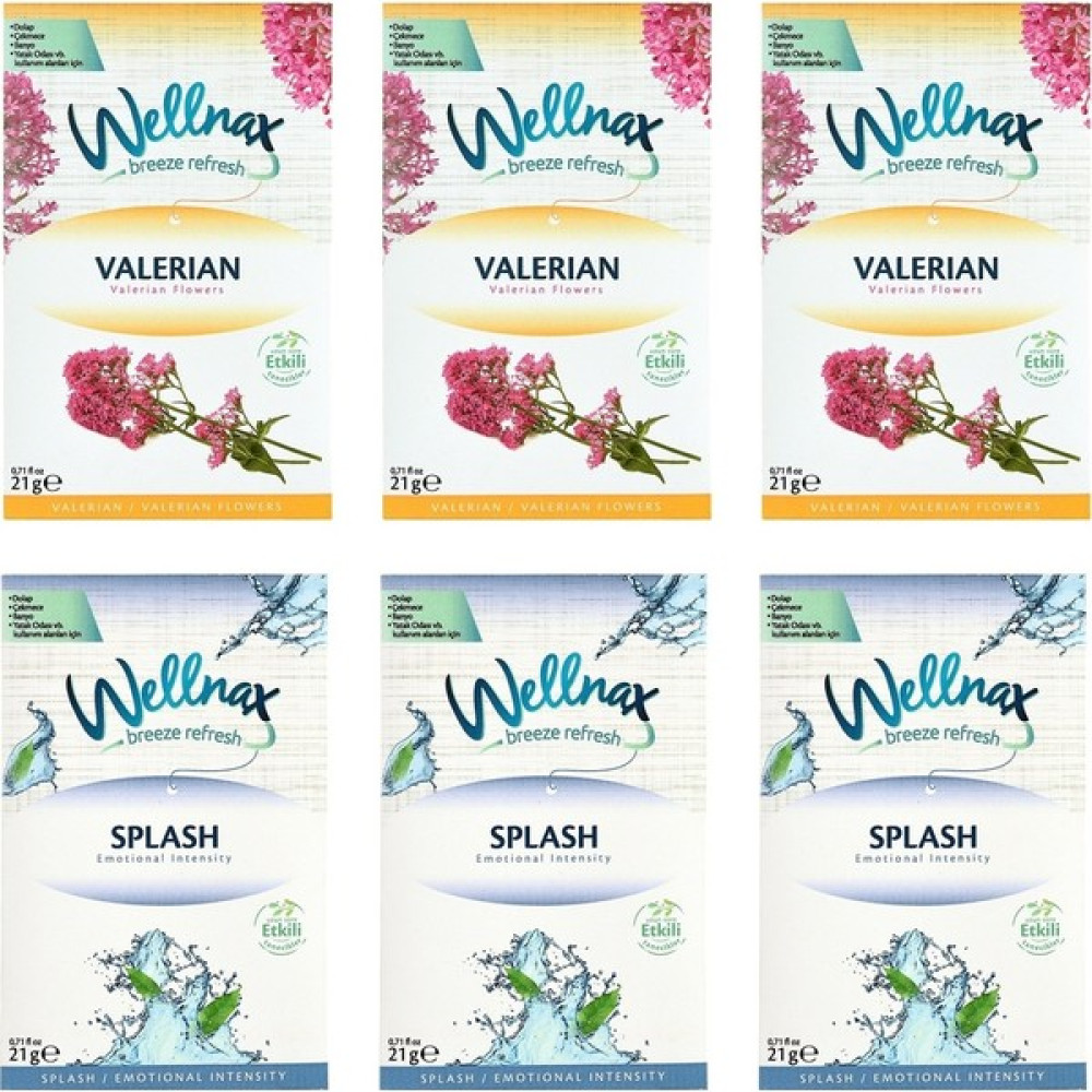 Wellnax Dolap ve Çekmece Kokusu Valerian Çiçeği+Splash 6lı Oda Kokusu Fiyatı