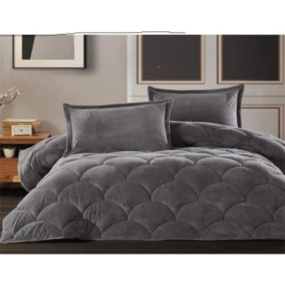 Welsoft Fluffy Tek Kişilik Yorgan + Yastık Kılıfı Antrasit - 155 x 215 cm Yorgan Fiyatı