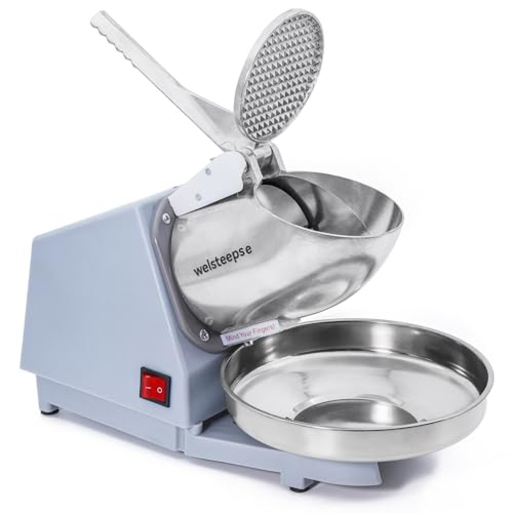 Welsteepse Electric Ice Shaver Snow Cone Maker Machine 143lbs/hr with Ice Pick for Home and Commercial Use