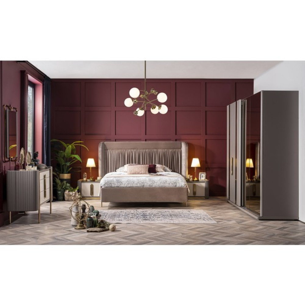 Weltew Home Florya Bazalı ve Karyolalı Yatak Odası Takımı - Vizon Yatak Odası Takımı / Seti Fiyatı