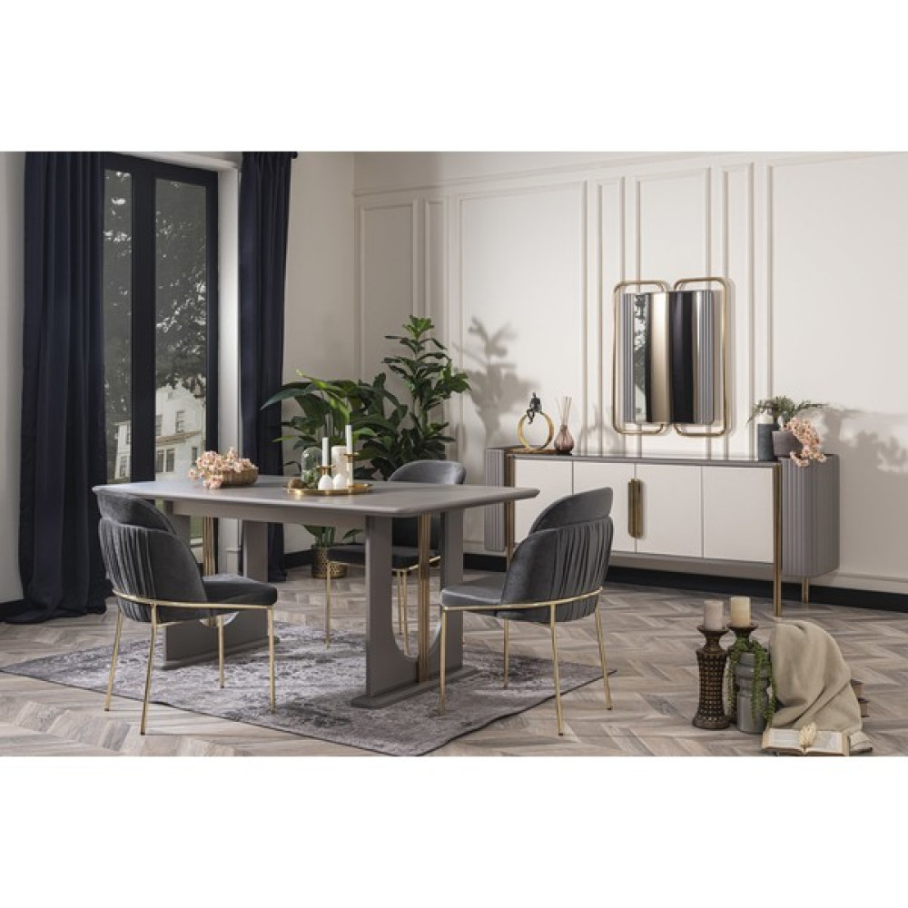 Weltew Home Florya Yemek Odası Takımı - Gri Masa - Sandalye Seti / Takımı Fiyatı