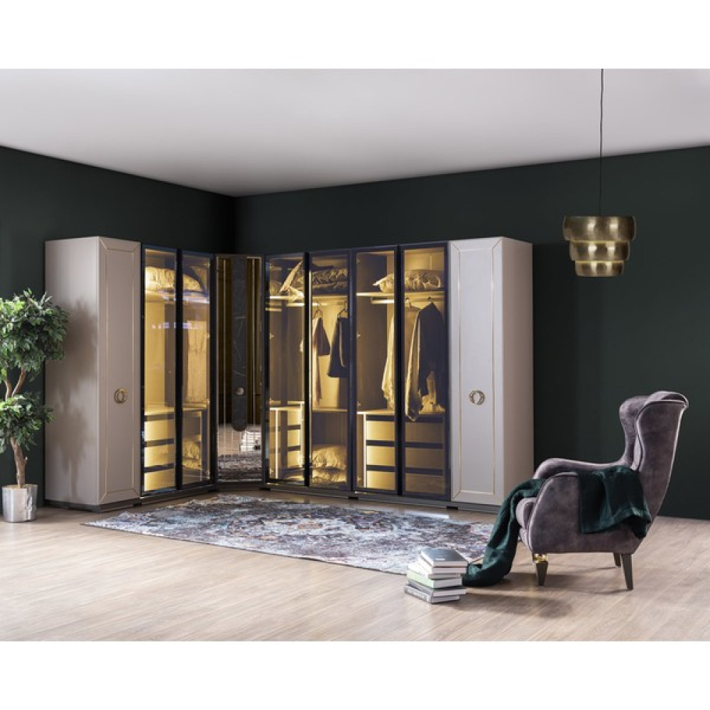 Weltew Home Lizbon Standart Köşe Dolap - Krem Gardrop & Dolap Fiyatı